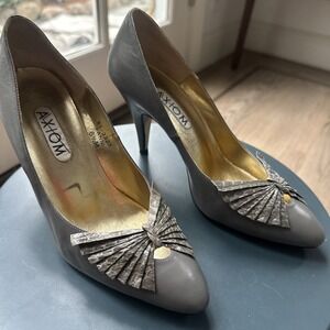 Vintage‎ Axiom Gray Heel With Reptile Toe Fan Detail 6.5M EUC